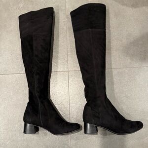 Naturalizer Black Over the Knee Fabric Suede Boots w/ Chunky Heel! 7